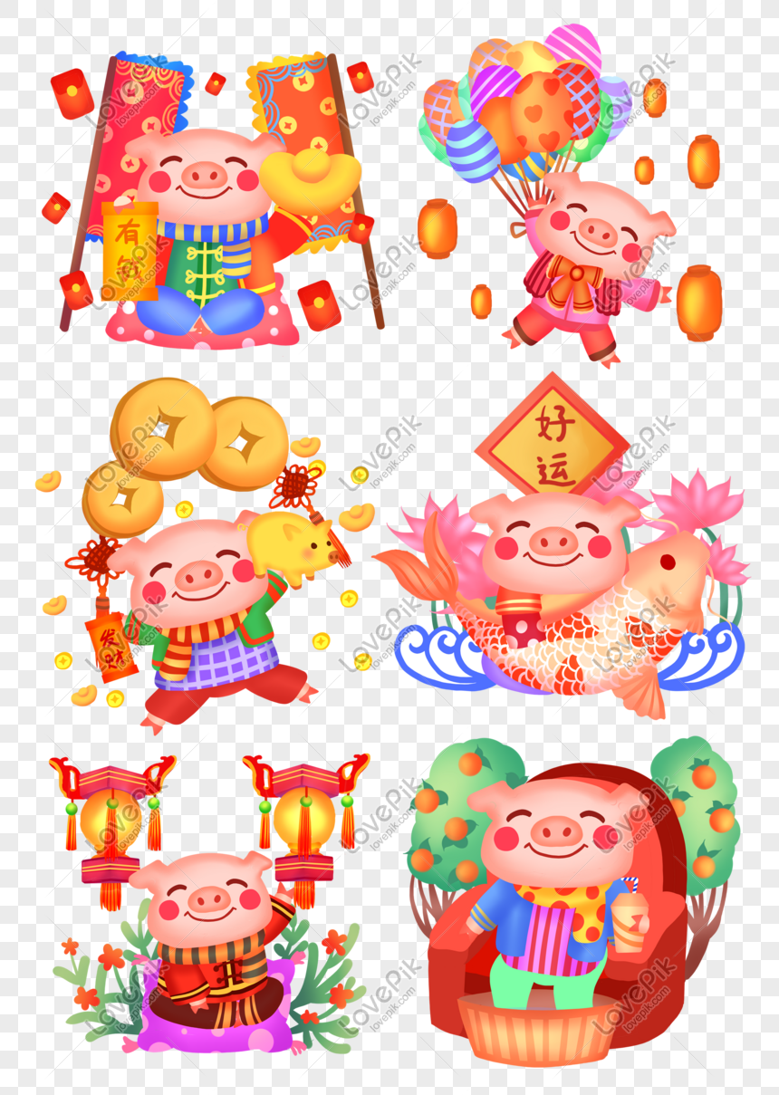 2019 New Year Happy Blessing Pig PNG Transparent Image And Clipart ...