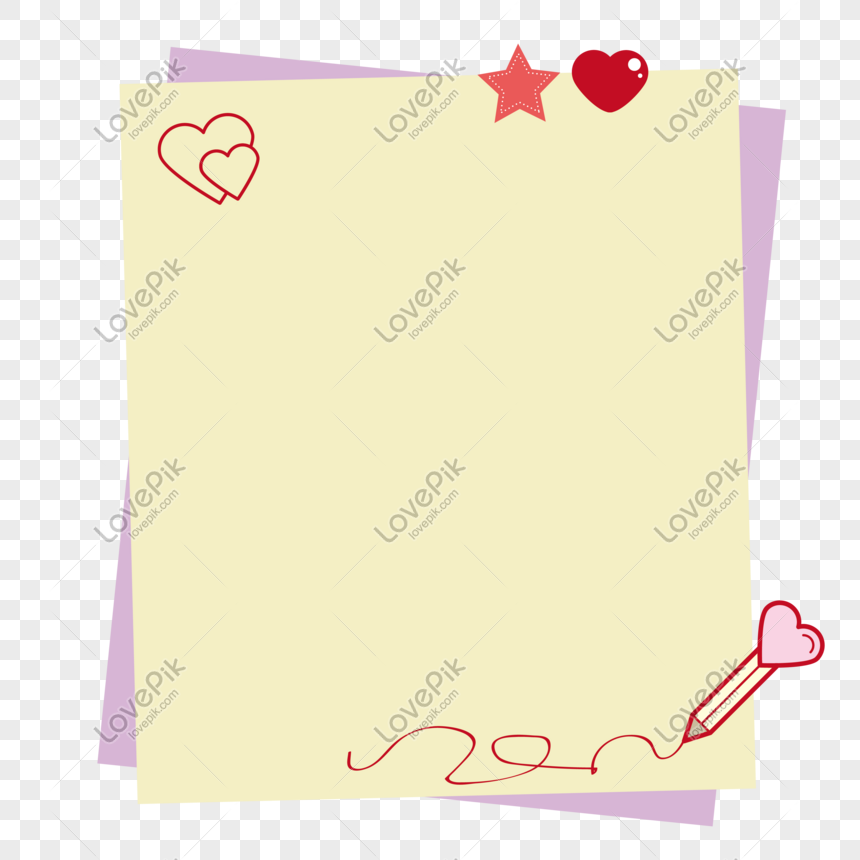 Valentine's Day cute colorful note paper vector border material, Valentine, love, note paper png transparent image
