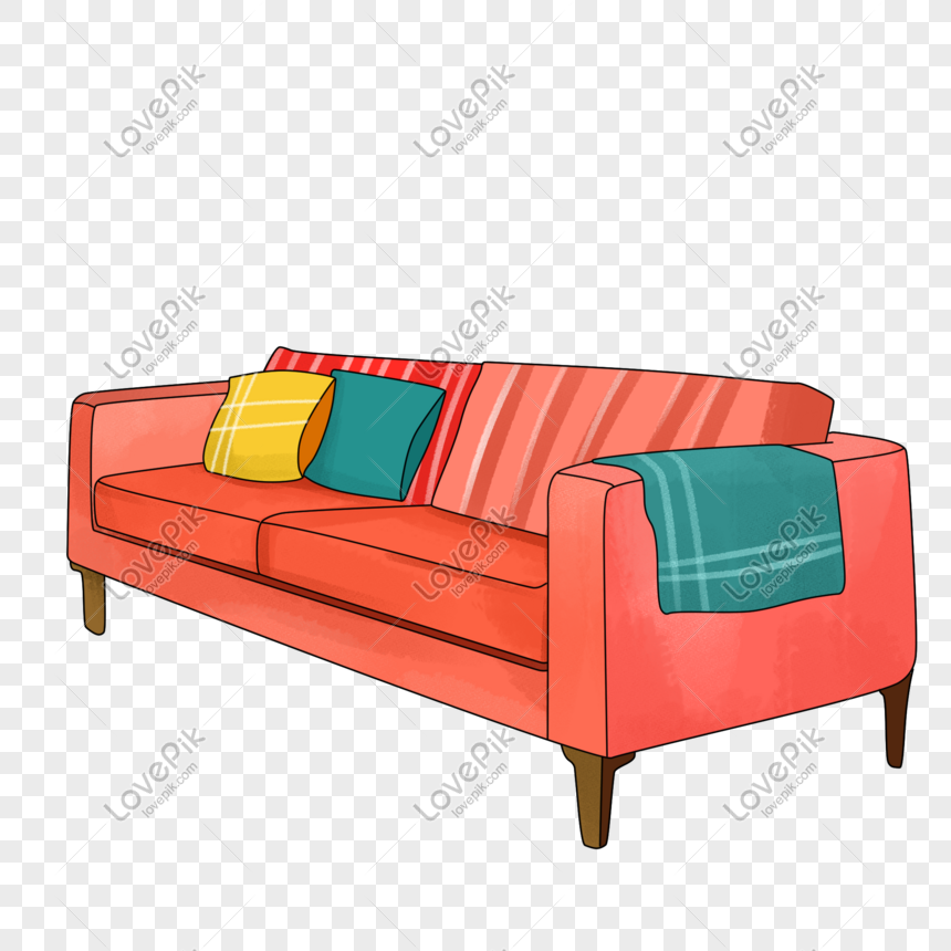 Красный диван рисованной иллюстрации изображение_Фото номер 611637289_PSD  Формат изображения_ru.lovepik.com