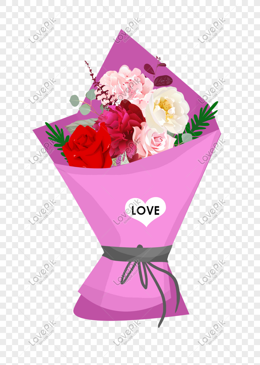 Cartoon Hand Drawn Valentine Flower Bouquet PNG Transparent Background And  Clipart Image For Free Download - Lovepik | 611637540