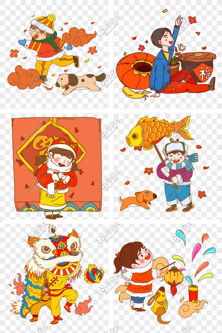 Chinese New Year People Illustration Collection, Chinese New Year ...