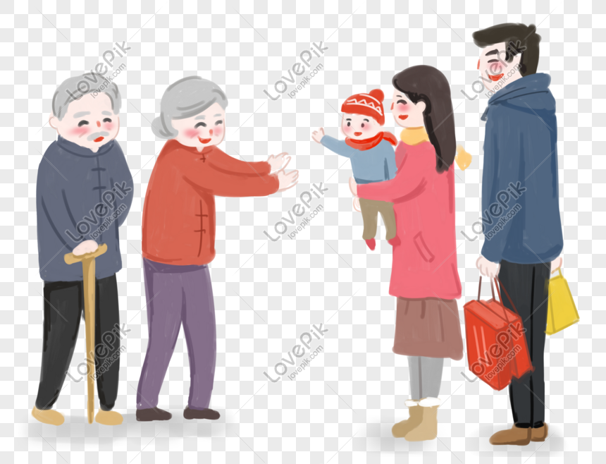 Back To Her Family Custom Hand Drawn Illustration PNG Image And Clipart ...