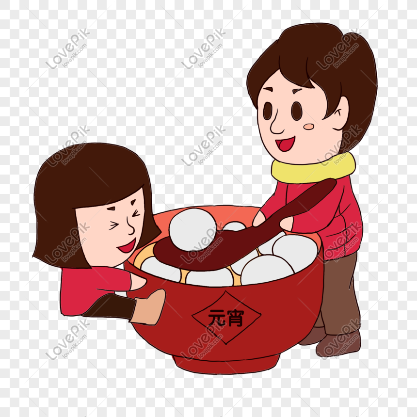 Lantern Festival Cartoon Hand Drawn Feeding Dumplings PNG Transparent ...