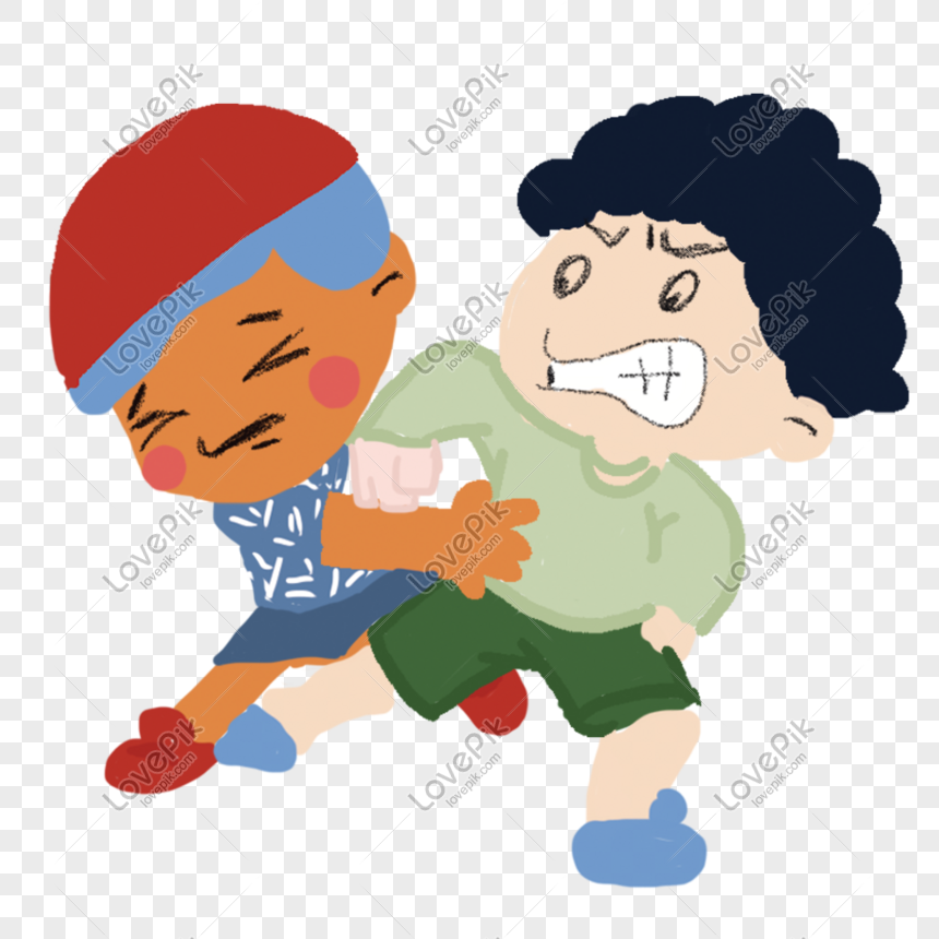 girl and boy fighting clipart