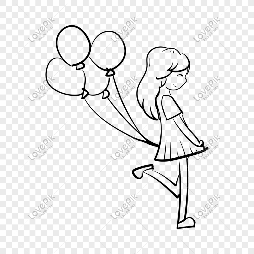 how to draw a girl with balloon/girl drawing easy - YouTube