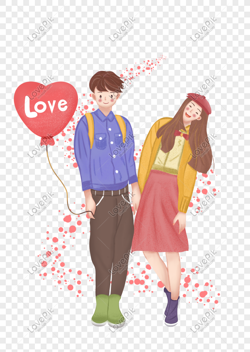Valentines Day Characters And Balloons PNG Hd Transparent Image And ...