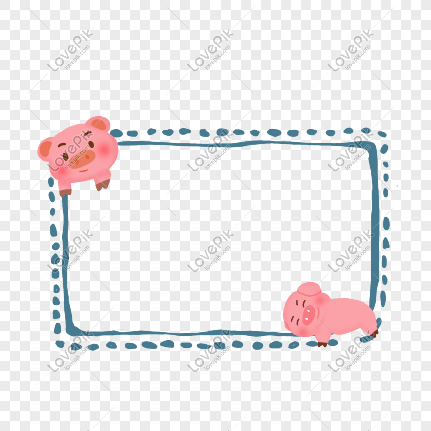 Cartoon pig animal photo frame material, Cute photo frame, photo frame, animal photo frame png transparent image
