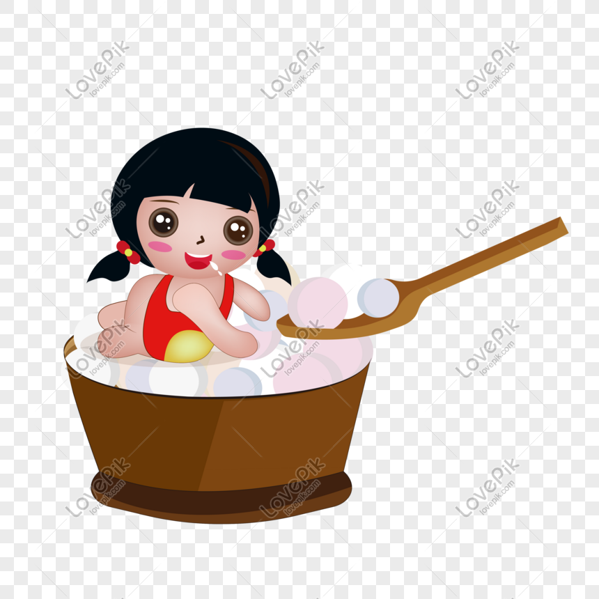 Girl Eating Rice Dumplings During Lantern Festival PNG Hd Transparent Image  And Clipart Image For Free Download - Lovepik | 611649474