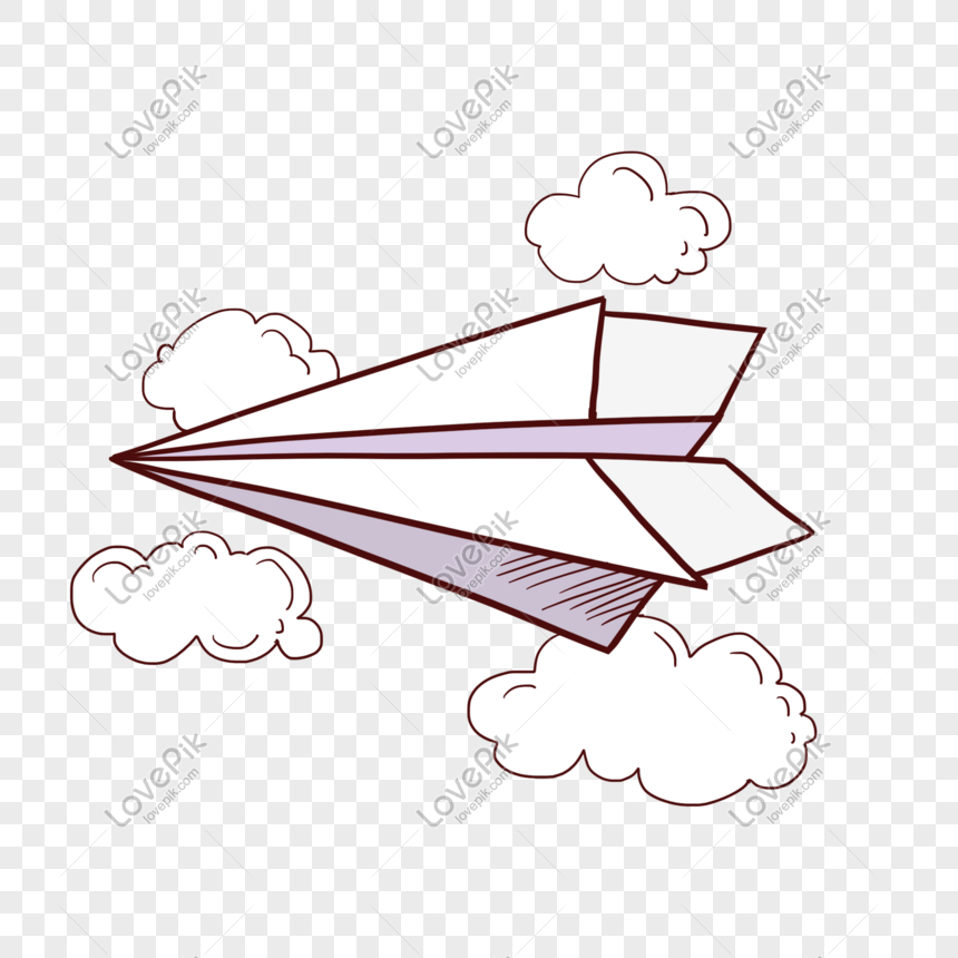 Simple Line Paper Plane And Cloud Cartoon Png Free Material Png Image Picture Free Download Lovepik Com