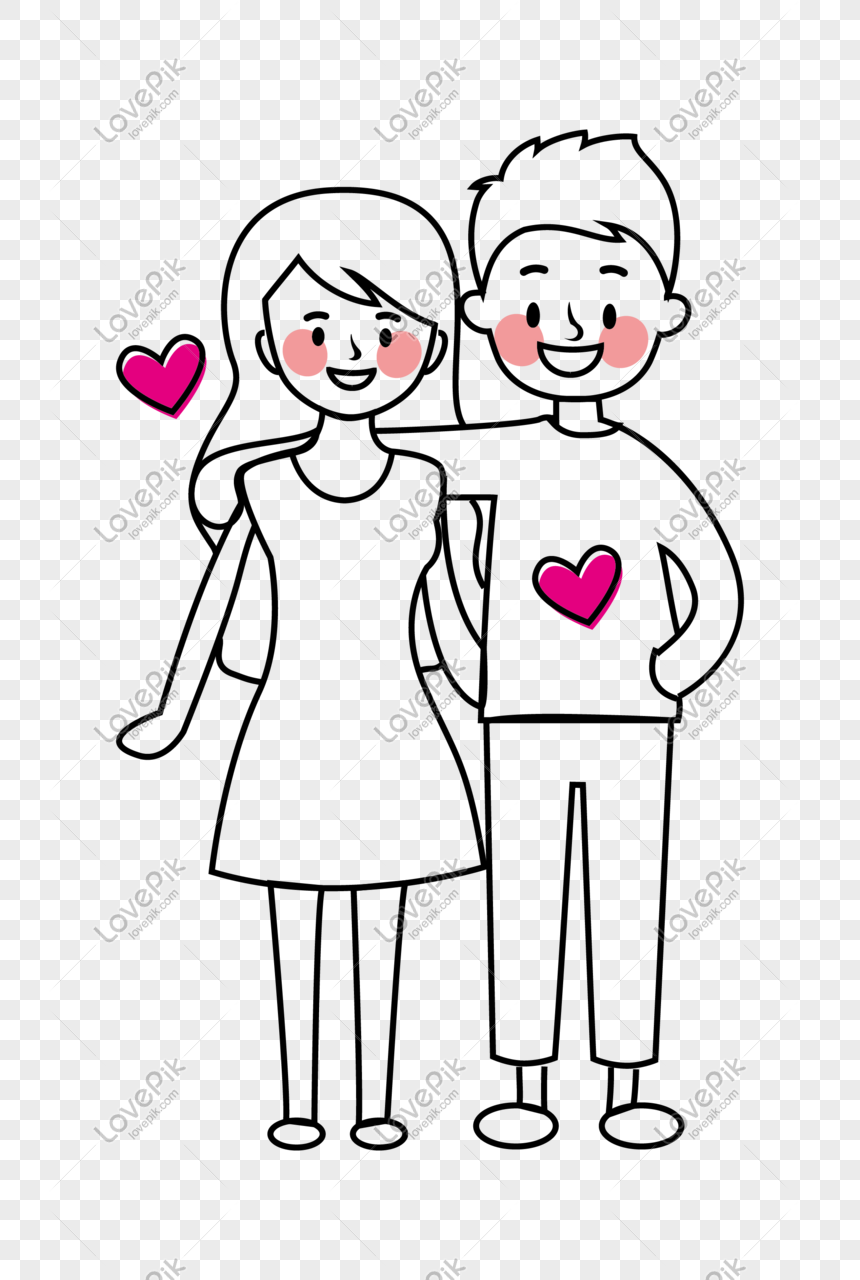 Línea De Dibujo De San Valentín Amor Pareja PNG Imágenes Gratis - Lovepik