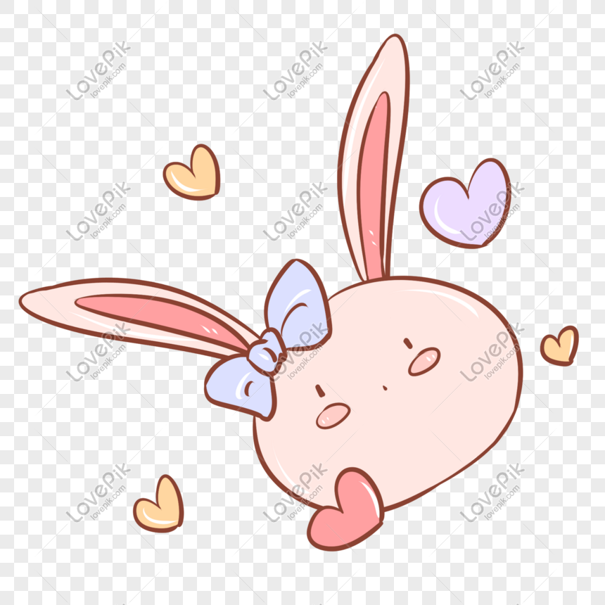 Valentine Bunny Illustration PNG Transparent Background And Clipart ...