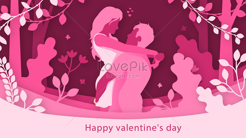 漫画バレンタインカップルシルエットロマンチックな愛の紙カットイラストイメージ 図 Id Prf画像フォーマットjpg Jp Lovepik Com