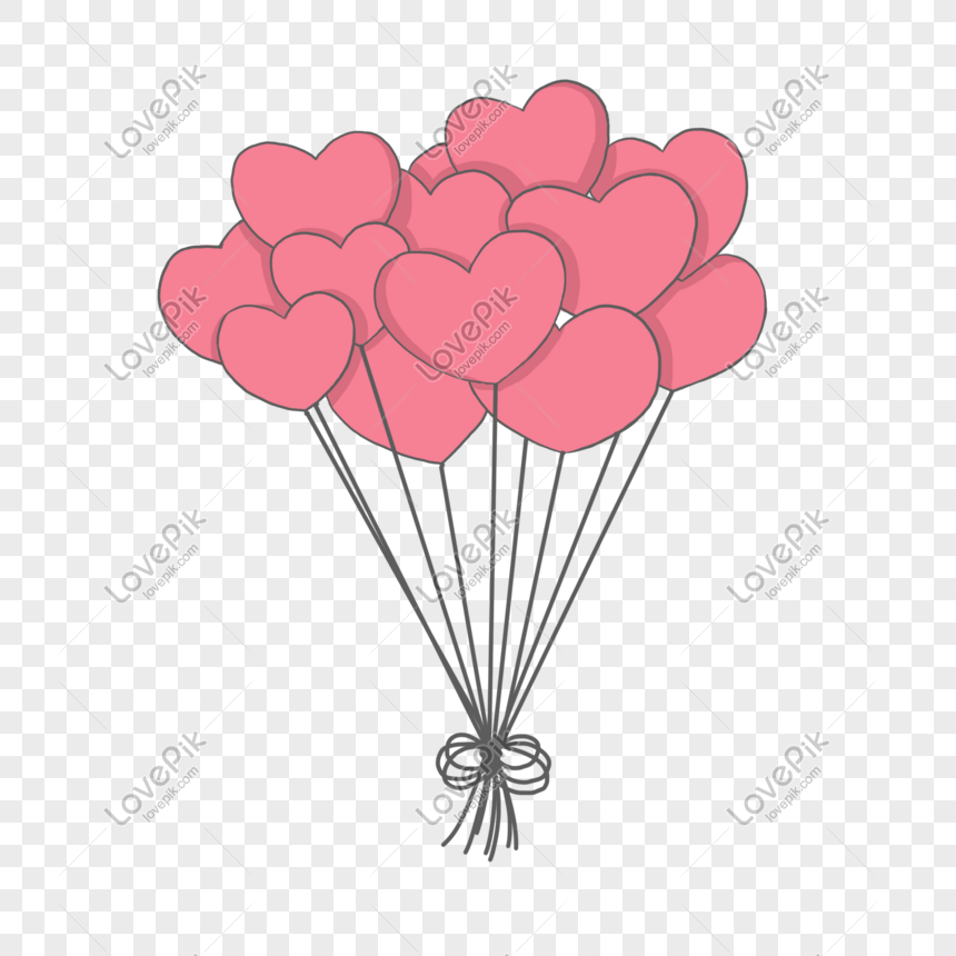 Mignon Bouquet De Ballons Roses En Style Doodle. Joli Ballon En Forme De  Coeur De Dessin Animé Avec Amour Vous Lettrer. Illustration de Vecteur -  Illustration du anniversaire, ramassage: 236669188