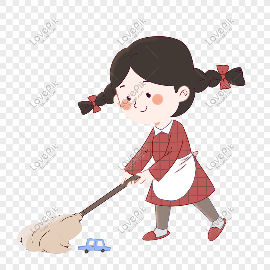 Cleaning Cute Girl Free PNG And Clipart Image For Free Download ...