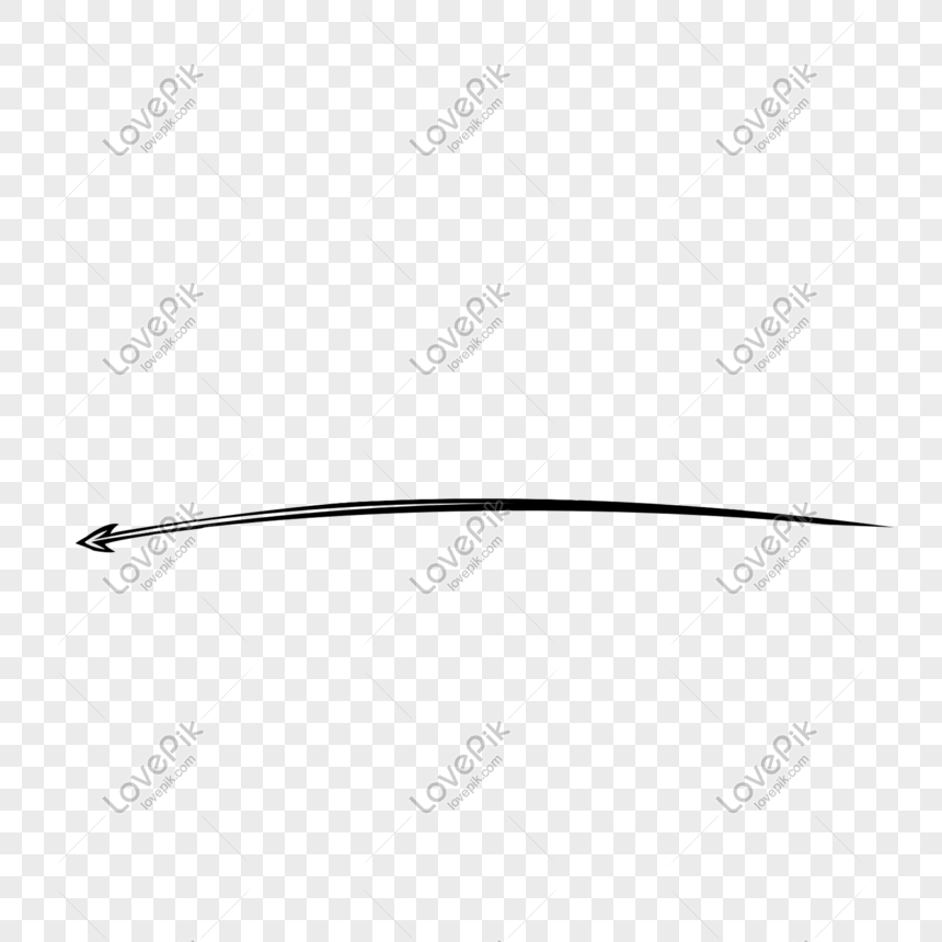 Line art arrow with black thin line. PNG with transparent