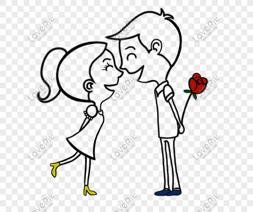 Hand drawing cartoon character couple in love Vector Image