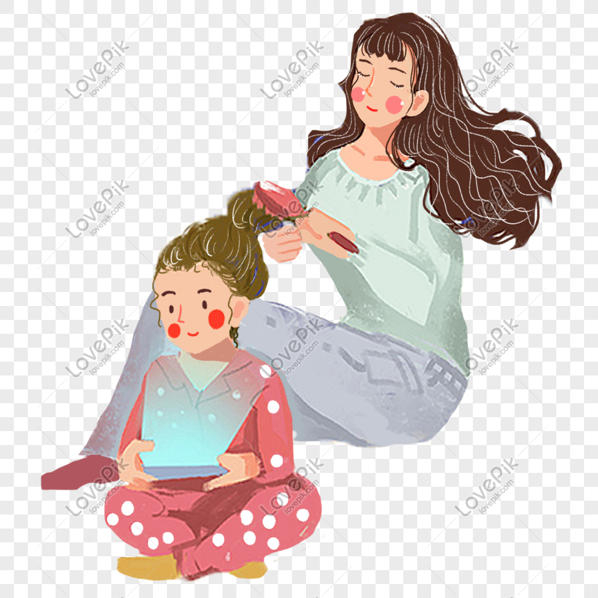 Связанная мама и дочка. Мама причесывает ребенка. Мама расчесывает волосы ребенку. Мама заплетает волосы. Мама заплетает дочь.