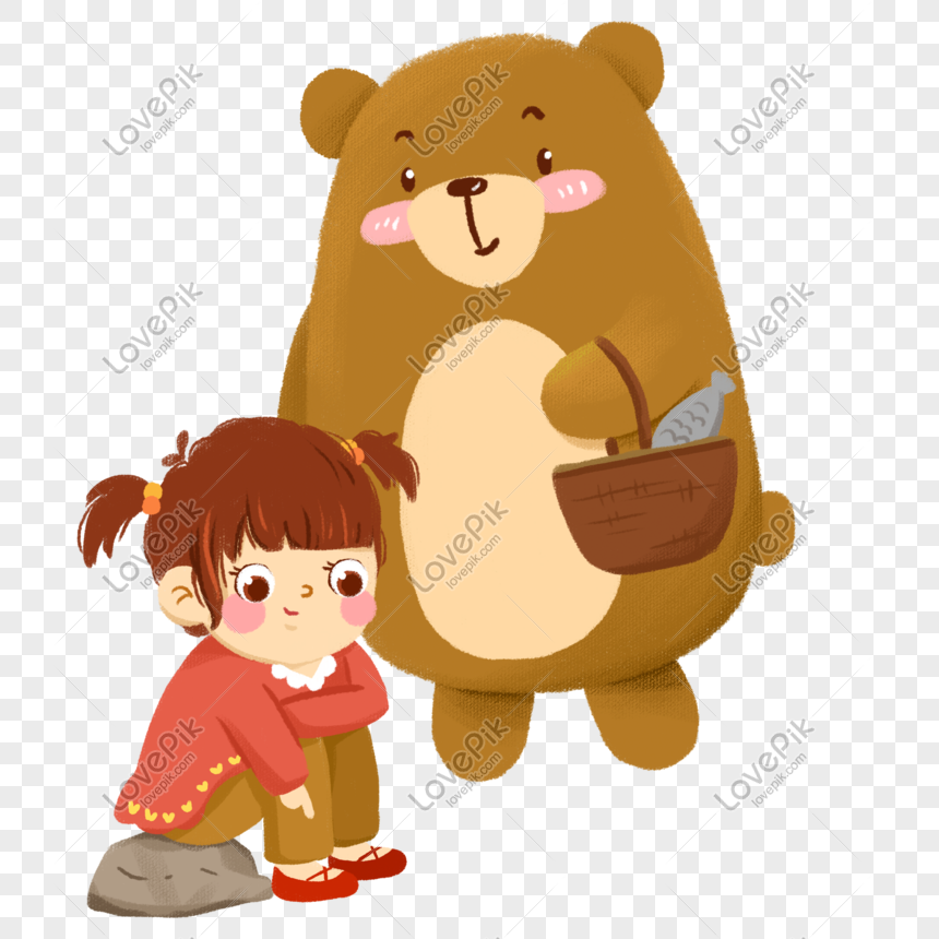 Hình ảnh Một Cô Bé Dễ Thương Và Một Con Gấu PNG Miễn Phí Tải Về ...