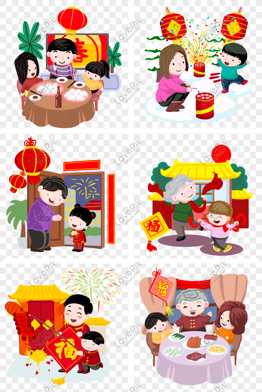 New Year Character Collection Illustration PNG Hd Transparent Image And ...