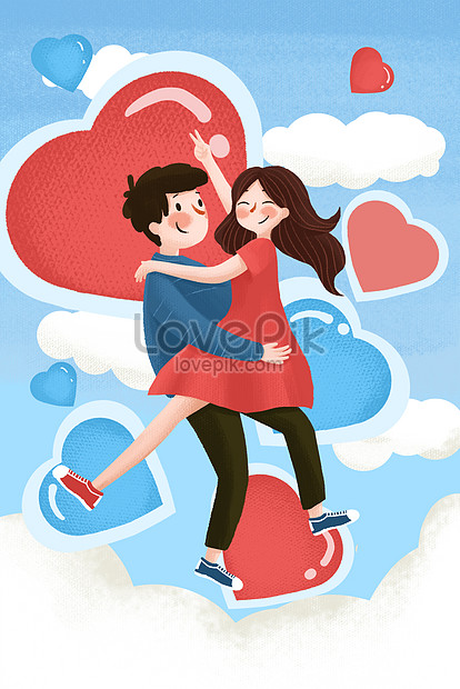 バレンタインデーのカップルの男の子と女の子のイラスト小さな新鮮な恋人たちイメージ 図 Id Prf画像フォーマットjpg Jp Lovepik Com