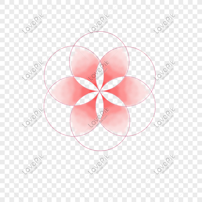 Bunga Bulat Geometris Gradien Merah Muda Png Grafik Gambar Unduh Gratis Lovepik