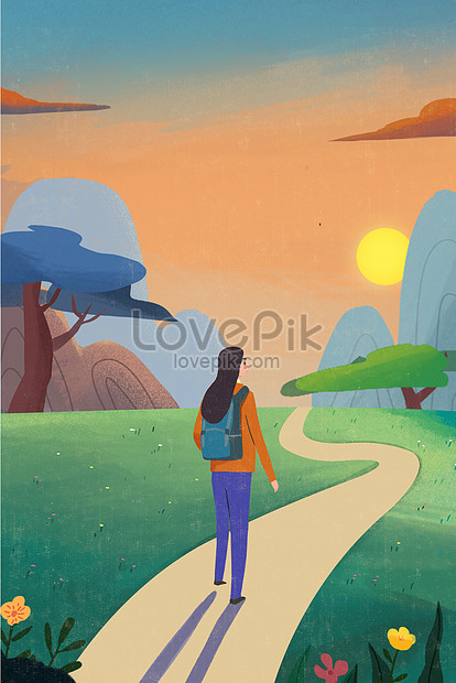 Kartun Turis Gadis Gunung Gambar Unduh Gratis_ Ilustrasi 630022533_Format Gambar Jpg_Lovepik.com