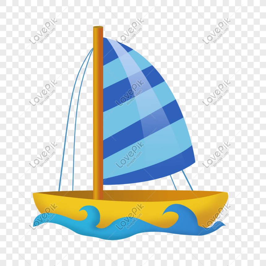 Cute cartoon hand drawn sailboat, Sailing, cartoon, gradient png image