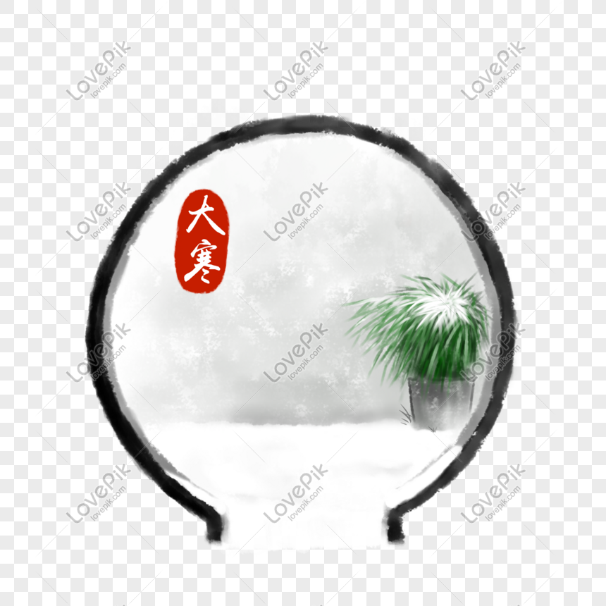 Great cold season hand-painted ink Chinese garden arches and bon, Great cold, big cold, year png image