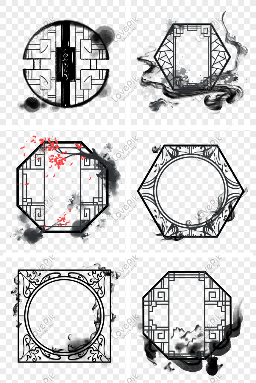 Стиль чернил в китайском стиле традиционная оконная рама окна сл  изображение_Фото номер 611717624_PSD Формат изображения_ru.lovepik.com