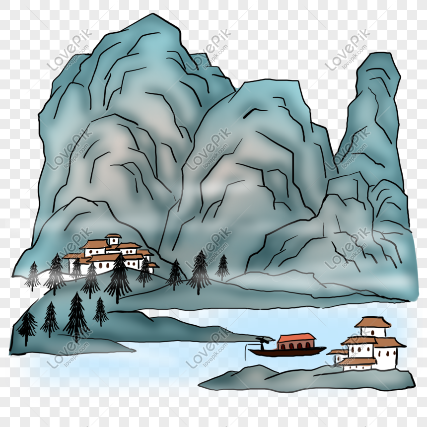 mountain and water clipart