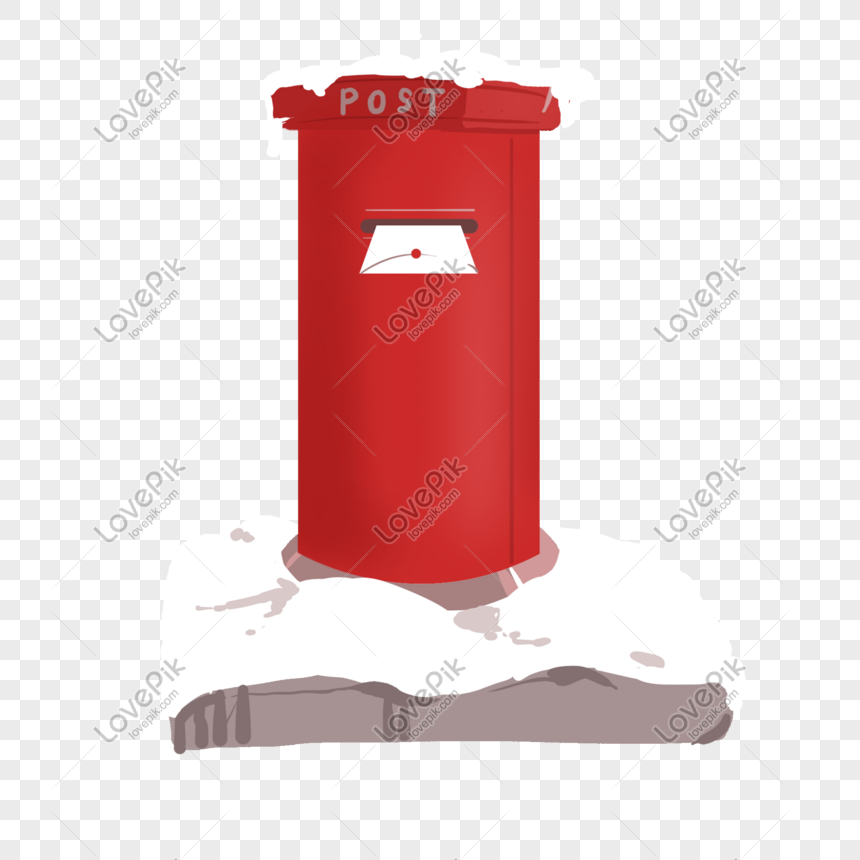 red mailbox clipart with snow