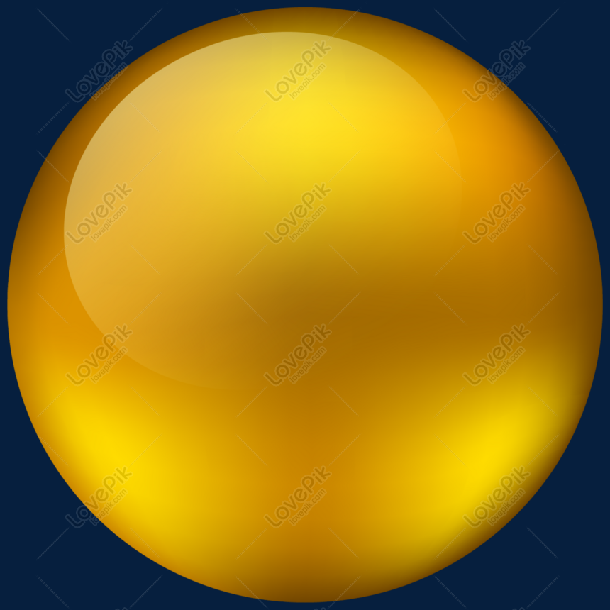 Golden Reflective Cartoon Style Sphere イラスト， sphere, golden sphere ...