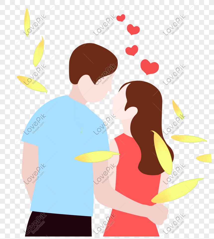 Cartoon Hand Drawn Valentine Couple Back View Illustration PNG Transparent  And Clipart Image For Free Download - Lovepik | 611743896