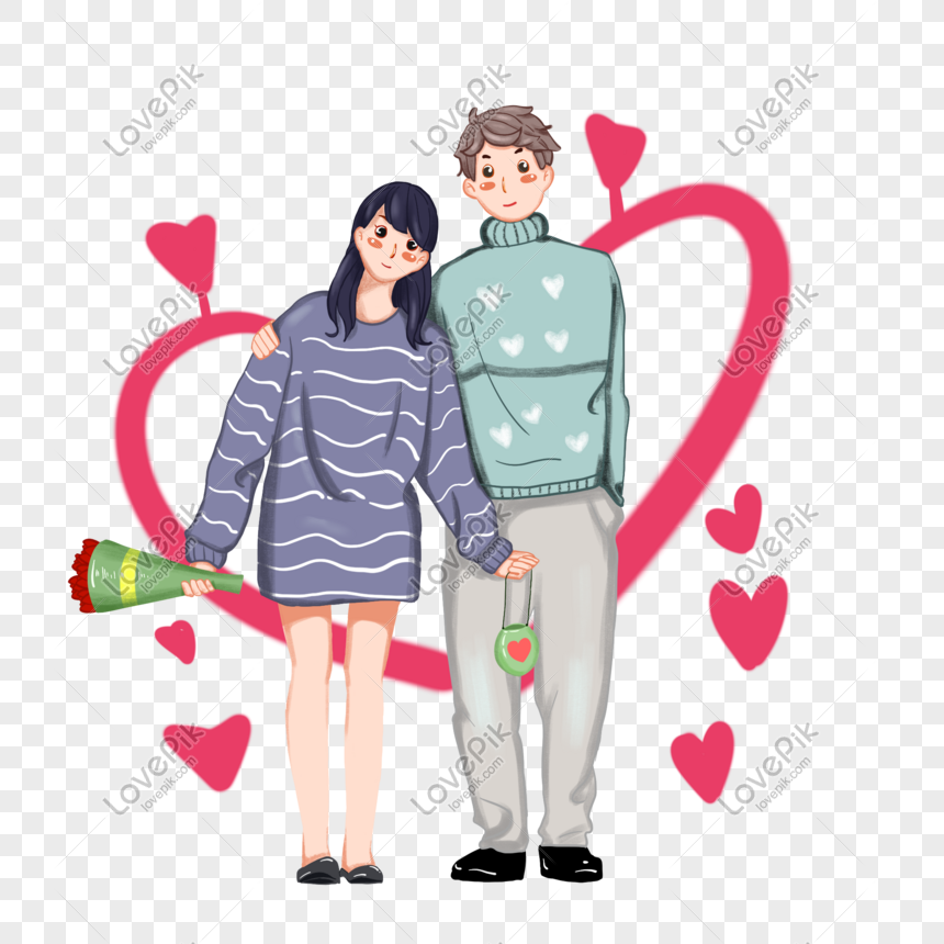 Valentines Day Boy Chasing Girl Rose PNG Transparent And Clipart Image ...