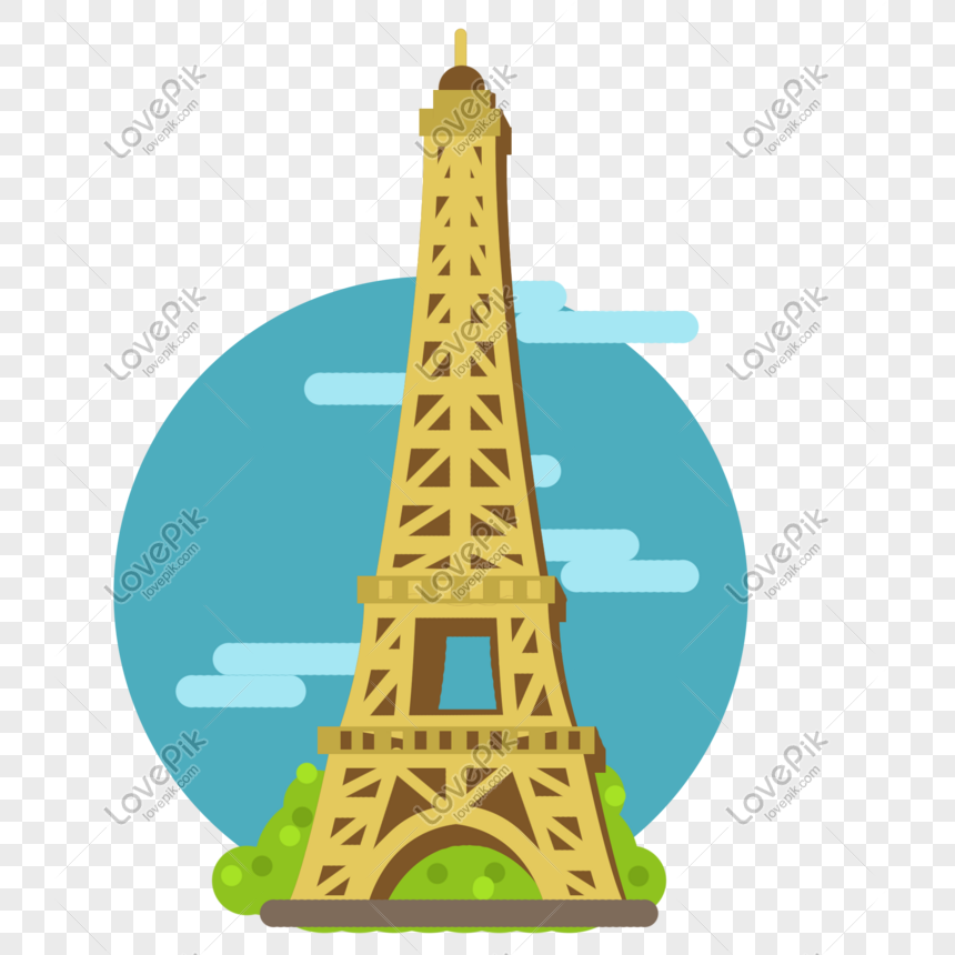 Yellow eiffel tower illustration, Yellow building, yellow eiffel tower illustration, hand drawn eiffel tower png image