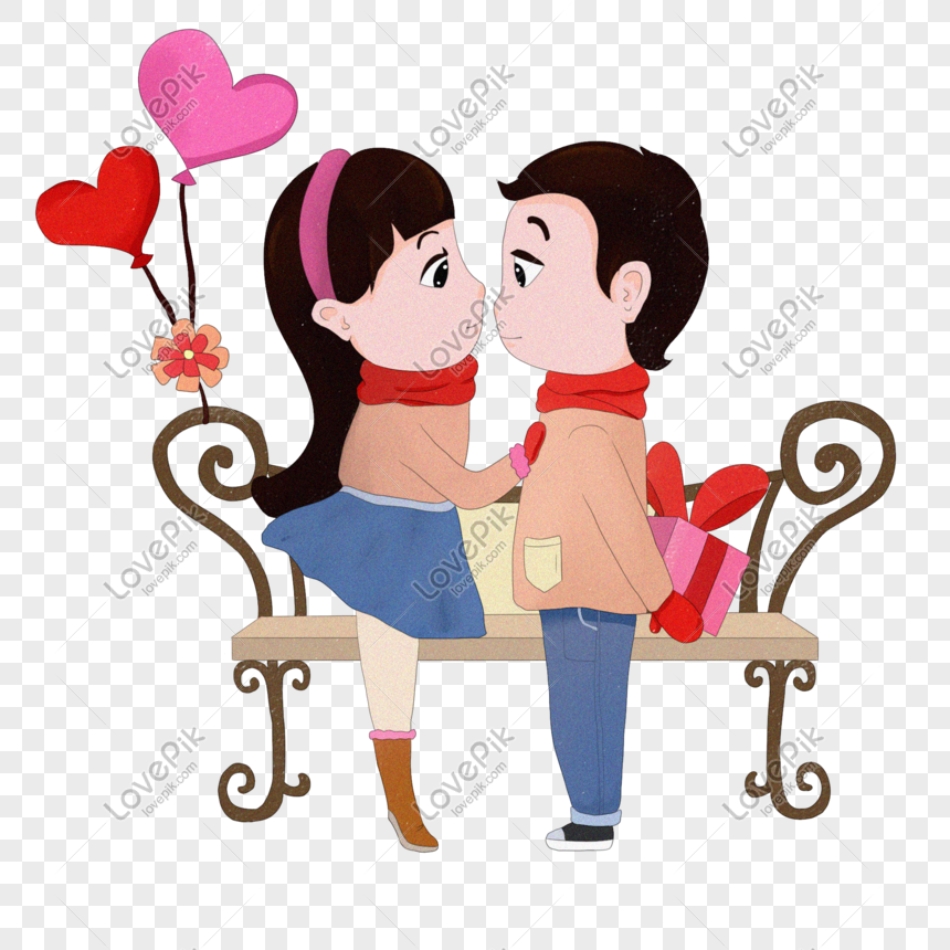 Valentines Day Kissing Couple Illustration PNG Transparent Image And ...
