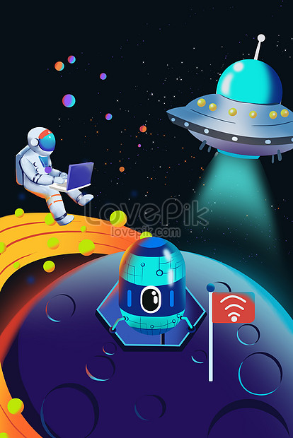Tech space dream dream astronaut planet cartoon flat illustratio  illustration image_picture free download 