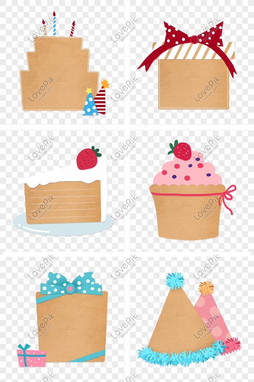 Pastel De Cumpleaños Papel Kraft Sombreado Borde Grupo Imagen Pn PNG  Imágenes Gratis - Lovepik