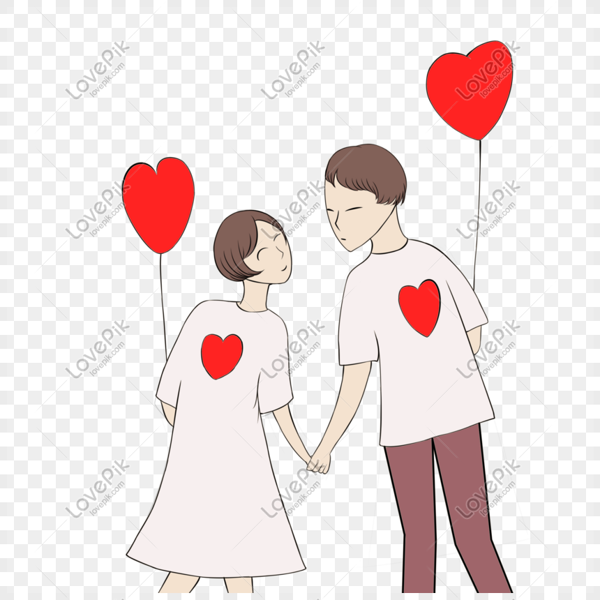 Valentines Day Hand In Hand Couple Love Confession Balloon Png Image Picture Free Download Lovepik Com