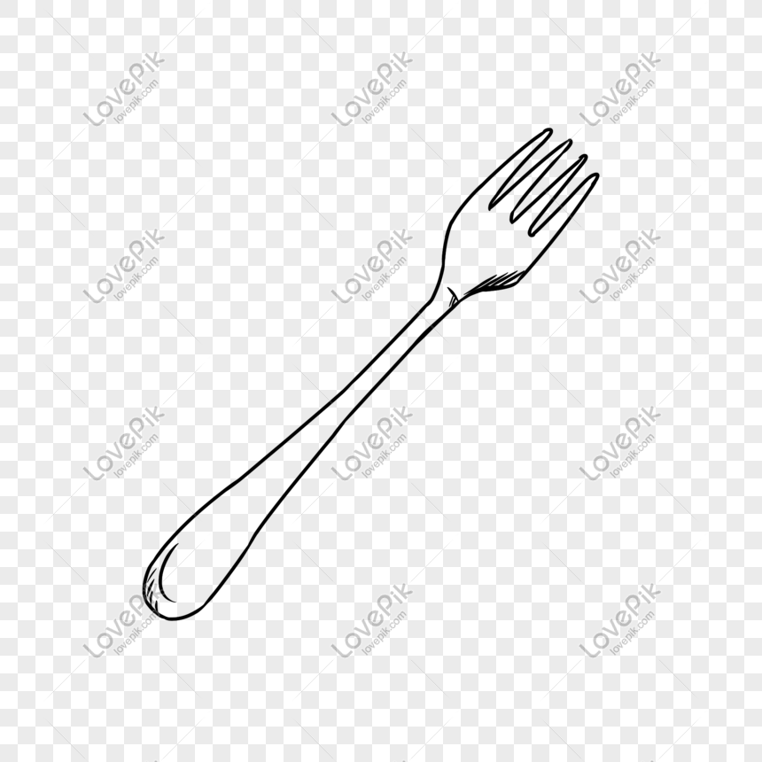 Cartoon Hand Drawn Style Black And White Fork Free PNG And Clipart Image  For Free Download - Lovepik | 611768779
