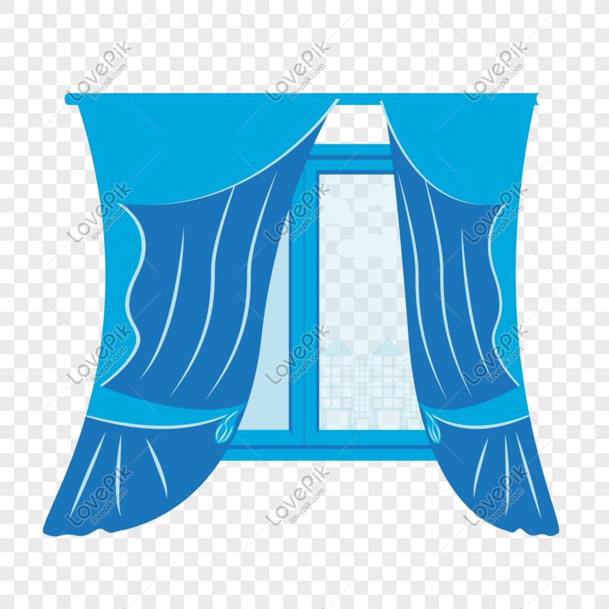 Blue Curtain City Window Creative Decorative Element PNG Image And Clipart  Image For Free Download - Lovepik | 611744158
