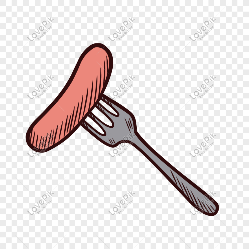 Hand Drawn Cartoon Fork With Sausage PNG Transparent Background And Clipart  Image For Free Download - Lovepik | 611772190