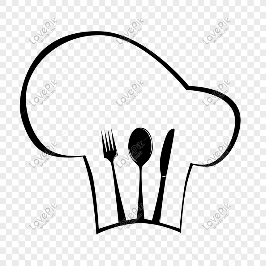 Vector knife fork spoon chef hat logo, black, cutlery, chef cap png hd transparent image