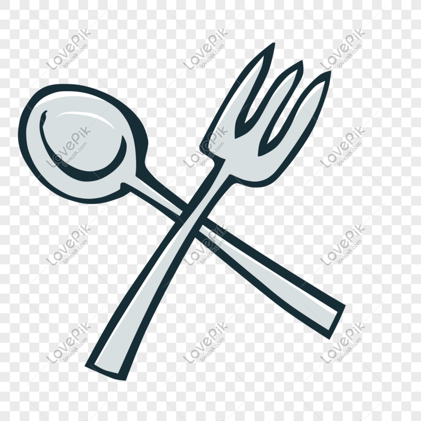 Cartoon Hand Drawn Silver Fork Spoon Cross PNG Image Free Download And  Clipart Image For Free Download - Lovepik | 611772181