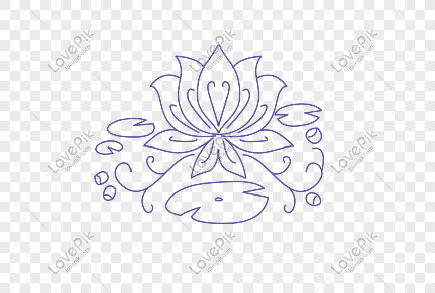 Simple Line Drawing Lotus Flower Texture Pattern Decoration PNG ...