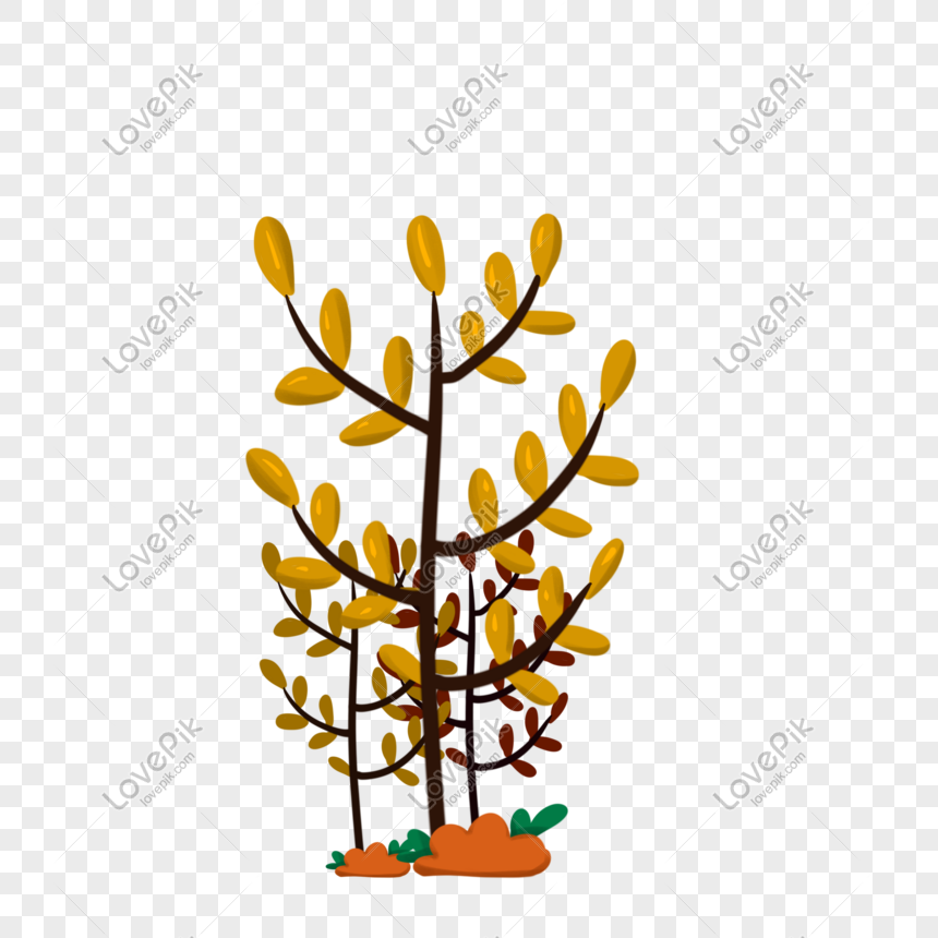 Tree Decorative Branches Leaves Yellow Autumn PNG Image And Clipart ...