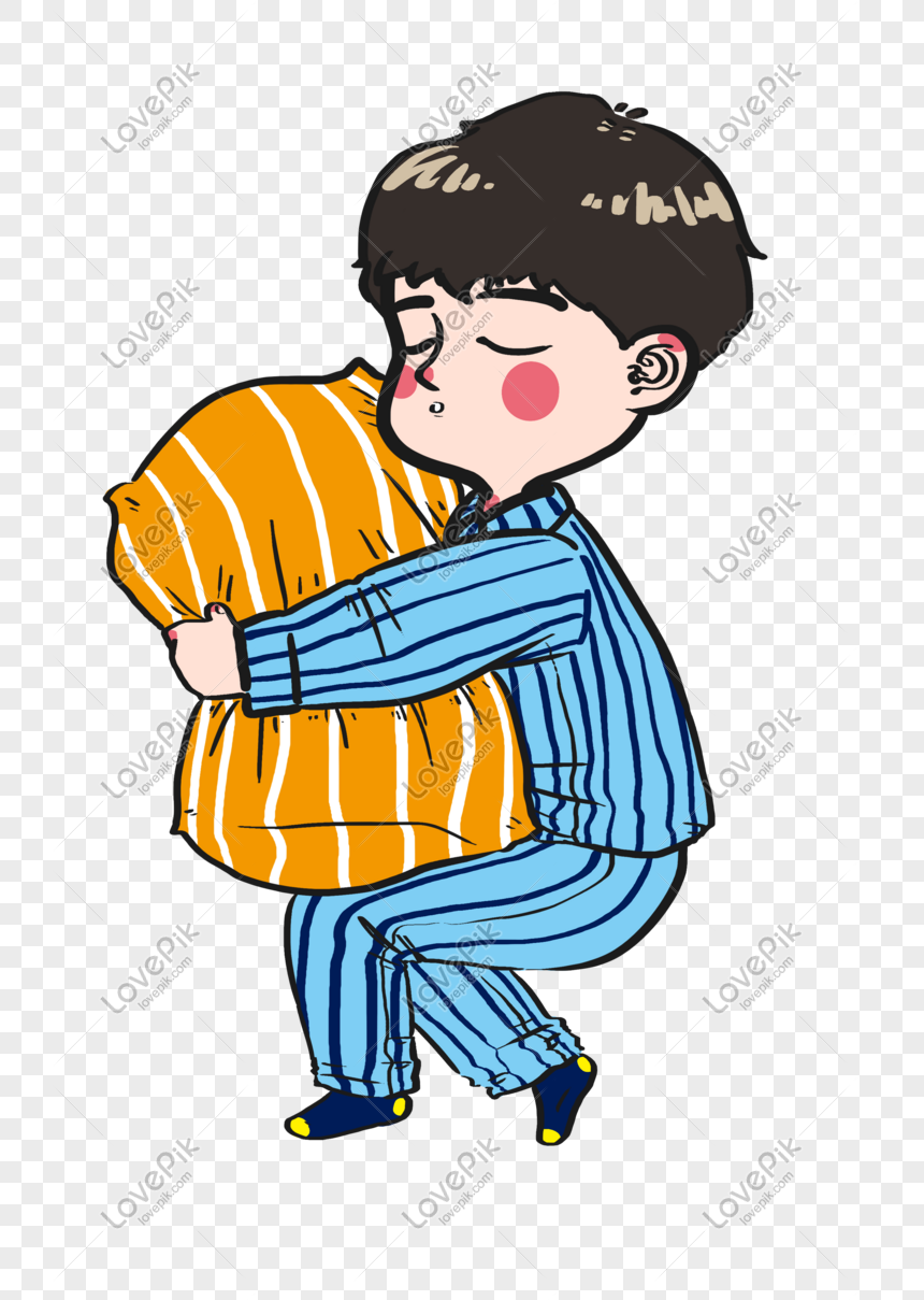 Positive Cartoon Boy Sleeping On A Pillow While Holding A Pillow PNG White  Transparent And Clipart Image For Free Download - Lovepik | 611751682