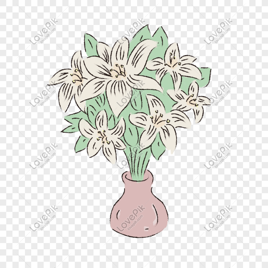 Hình ảnh Bình Hoa Lily Dễ Thương Vẽ Tay PNG Miễn Phí Tải Về - Lovepik