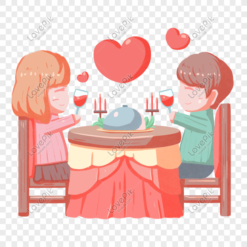 You can use this Valentines Day Cartoon Hand Painted Candlelight Dinner Cou...