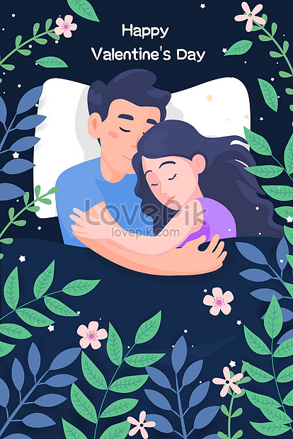 Cartoon couple romantic valentine love rest sleeping illustratio  illustration image_picture free download 